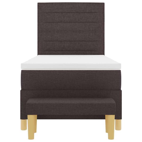 Boxspringbett mit Matratze & Bank Dunkelbraun 100x200 cm Stoff