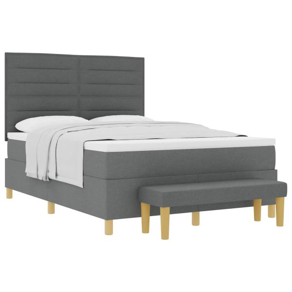 Boxspringbett mit Matratze & Bank Dunkelgrau 140x200 cm Stoff