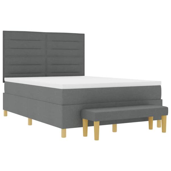 Boxspringbett mit Matratze & Bank Dunkelgrau 140x200 cm Stoff