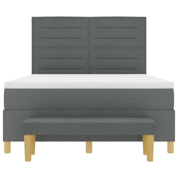 Boxspringbett mit Matratze & Bank Dunkelgrau 140x200 cm Stoff