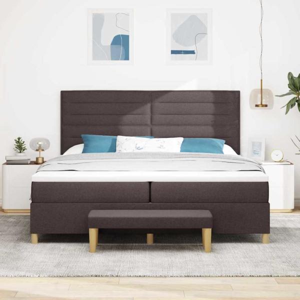 Boxspringbett mit Matratze & Bank Dunkelbraun 200x200 cm Stoff