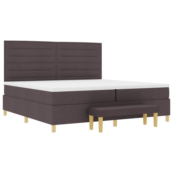 Boxspringbett mit Matratze & Bank Dunkelbraun 200x200 cm Stoff