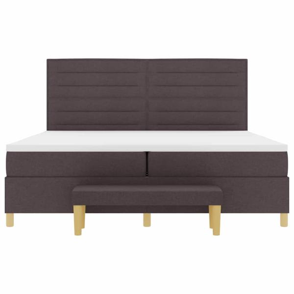 Boxspringbett mit Matratze & Bank Dunkelbraun 200x200 cm Stoff