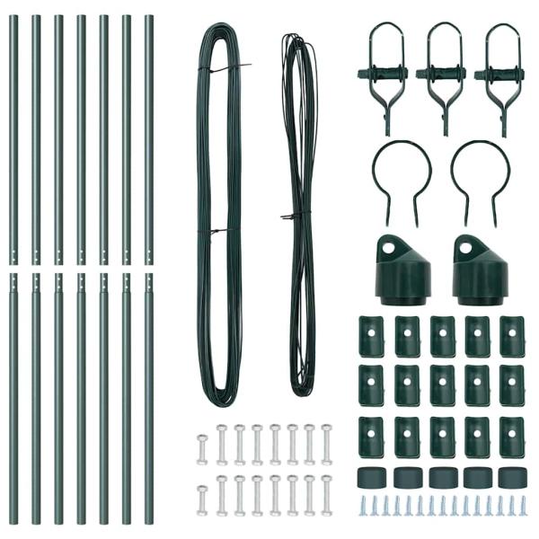 Zaunpfosten Set 7 Teile Grün Metall