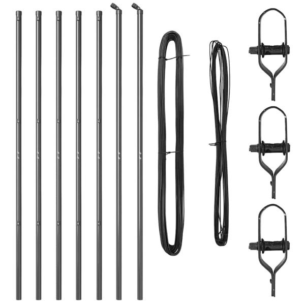 Zaunpfosten Set 7 Teile Grau Metall