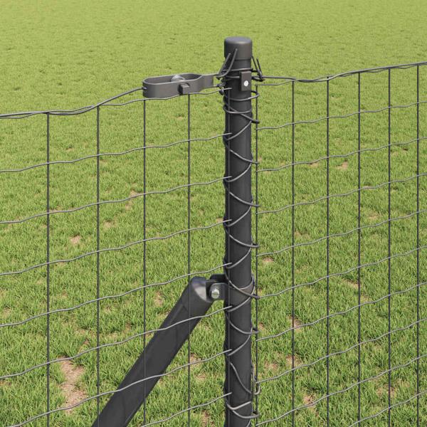 Zaunpfosten Set 7 Teile Grau Metall