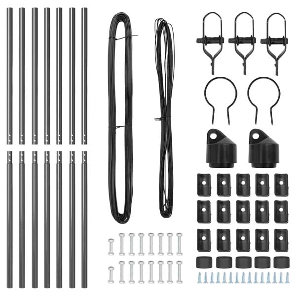 Zaunpfosten Set 7 Teile Grau Metall