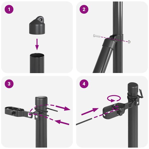 Zaunpfosten Set 7 Teile Grau Metall