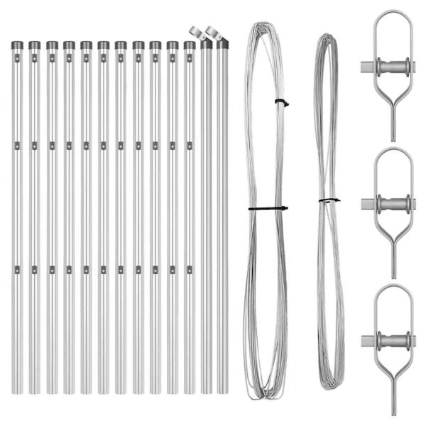 Zaunpfosten Set 13-teilig Silber Verzinkter Stahl