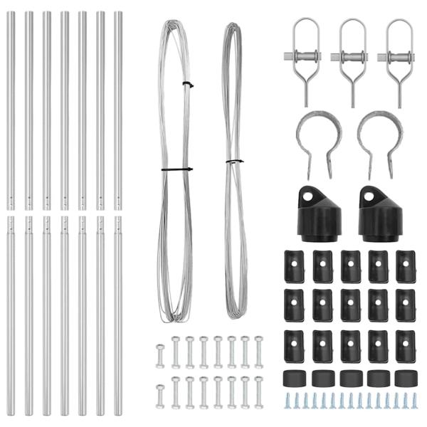 Zaunpfosten Set 7 Stück Silber Verzinkter Stahl