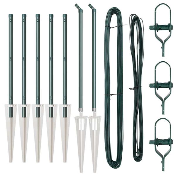 Zaunpfosten Set mit Spitze Set von 7 Grün Metall