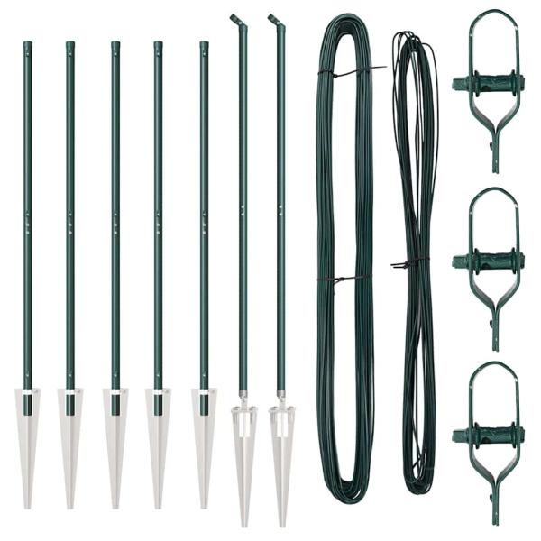 Zaunpfosten Set 14 Teile Grün Metall