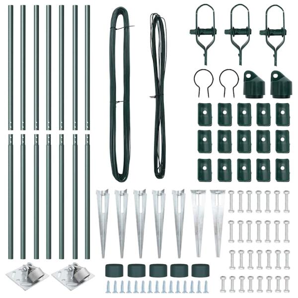 Zaunpfosten Set 14 Teile Grün Metall