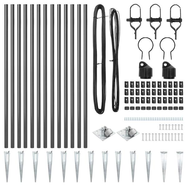 Zaunpfahlset Set von 13 Grau Metall