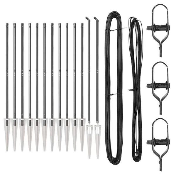 Zaunpfosten Set 26 Stück Grau Metall