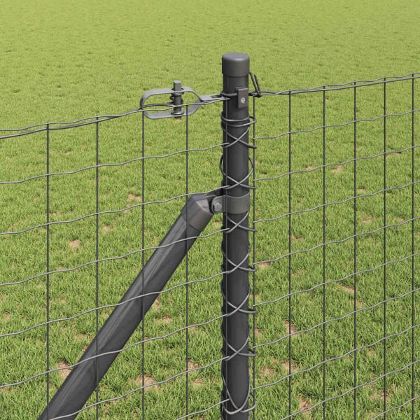 Zaunpfosten Set 26 Stück Grau Metall