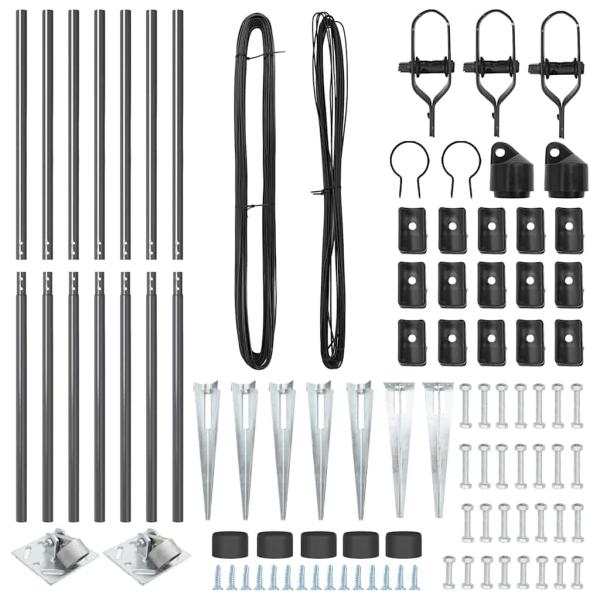 Zaunpfosten Set 14 Teile Grau Metall