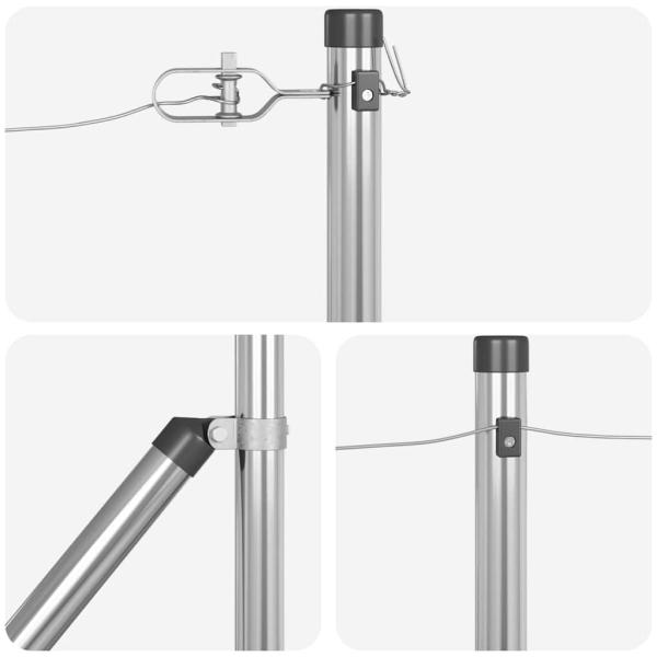 Zaunpfosten Set 7 Teile Silber Stahl