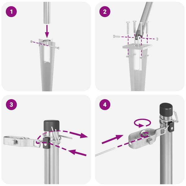 Zaunpfosten Set 7 Teile Silber Stahl