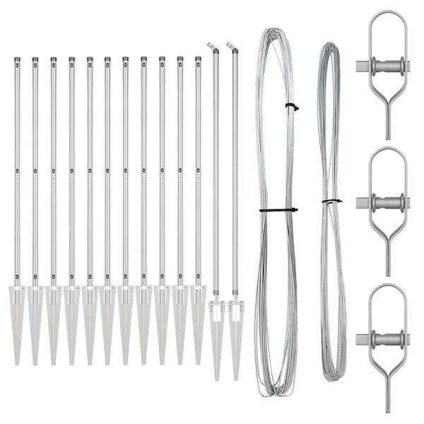 Zaunpfosten Set mit Spitze Set von 26 Silber Verzinkter Stahl
