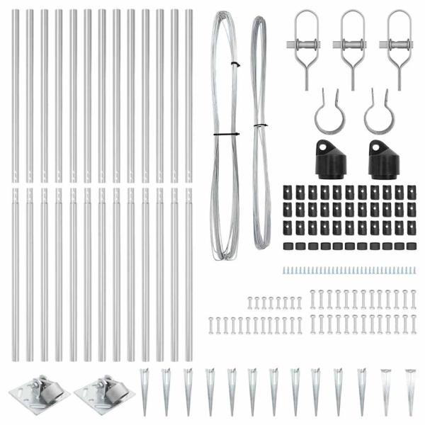 Zaunpfosten Set mit Spitze Set von 26 Silber Verzinkter Stahl