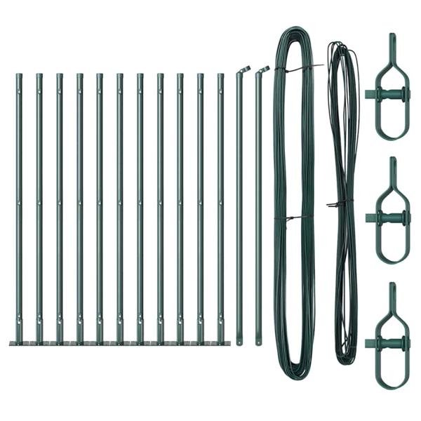 Zaunpfosten Set 13 Teile Grün Metall, Beton 3,2 x 3,2 x 50 cm