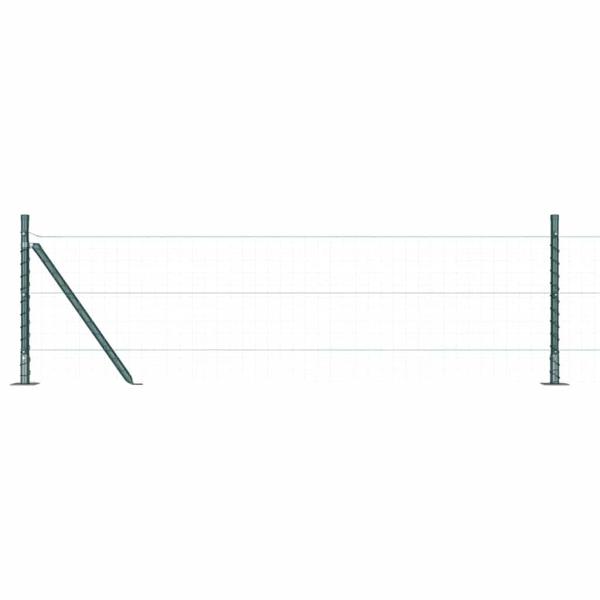 Zaunpfosten Set 13 Teile Grün Metall, Beton 3,2 x 3,2 x 50 cm