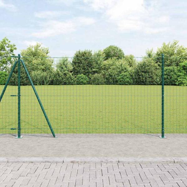 ARDEBO.de - Zaunpfosten Set mit Grundplatten Set aus 14 Grün Metall