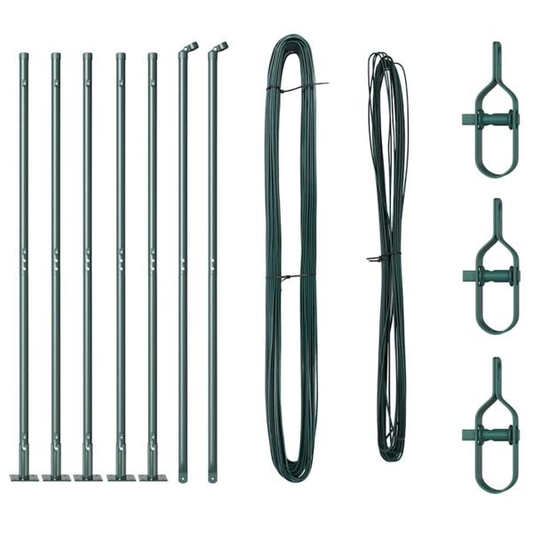 Zaunpfosten Set mit Grundplatten Set aus 14 Grün Metall