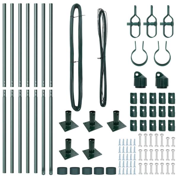 Zaunpfosten Set mit Grundplatten Set aus 14 Grün Metall