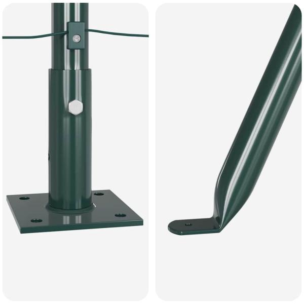 Zaunpfosten Set mit Grundplatten Set aus 14 Grün Metall
