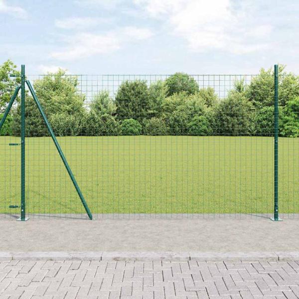 ARDEBO.de - Zaunpfosten Set Set mit 14 Grün Pulverbeschichteter Stahl