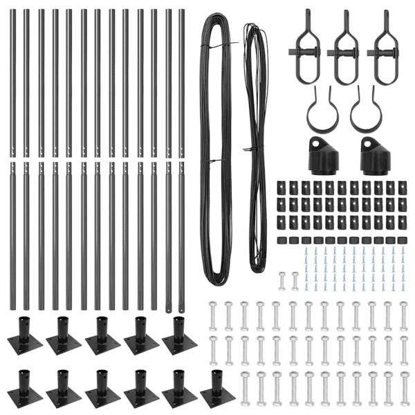 Zaunpfosten Set 26-teilig Grau Beton 3,2 x 3,2 x 88,5 cm