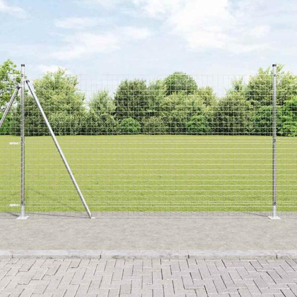 ARDEBO.de - Zaunpfosten mit Basisplatten 7 Stück Ø32mm 88,5cm Galvanisierter Stahl