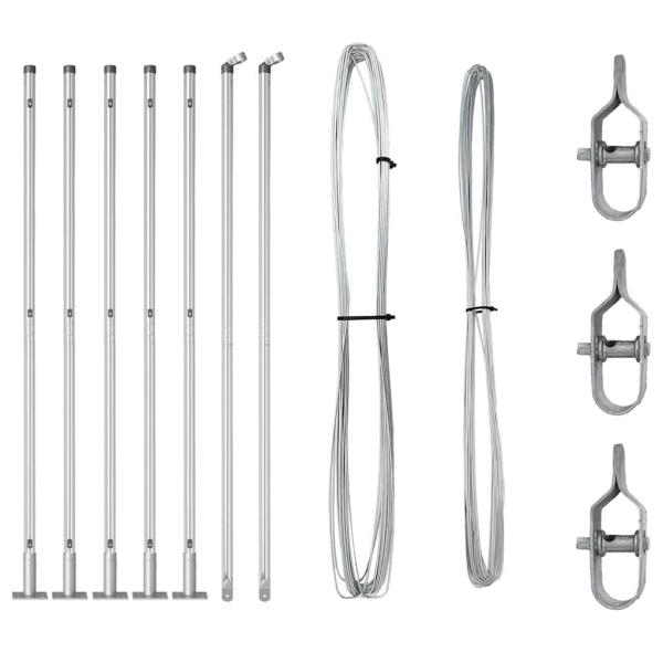 Zaunpfosten mit Basisplatten 7 Stück Ø32mm 88,5cm Galvanisierter Stahl