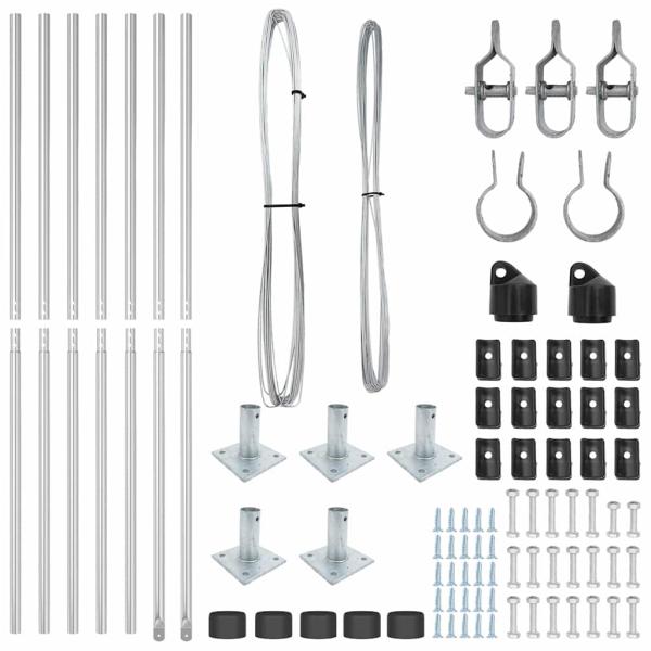Zaunpfosten mit Basisplatten 7 Stück Ø32mm 88,5cm Galvanisierter Stahl