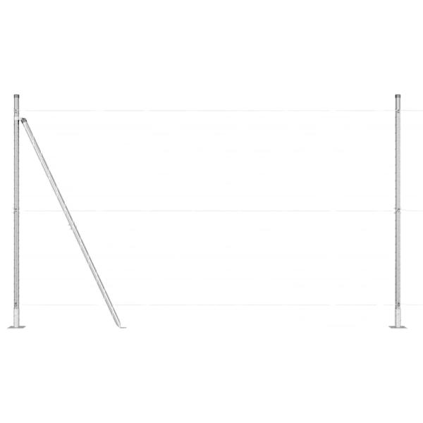 Zaunpfosten mit Basisplatten 7 Stück Ø32mm 88,5cm Galvanisierter Stahl