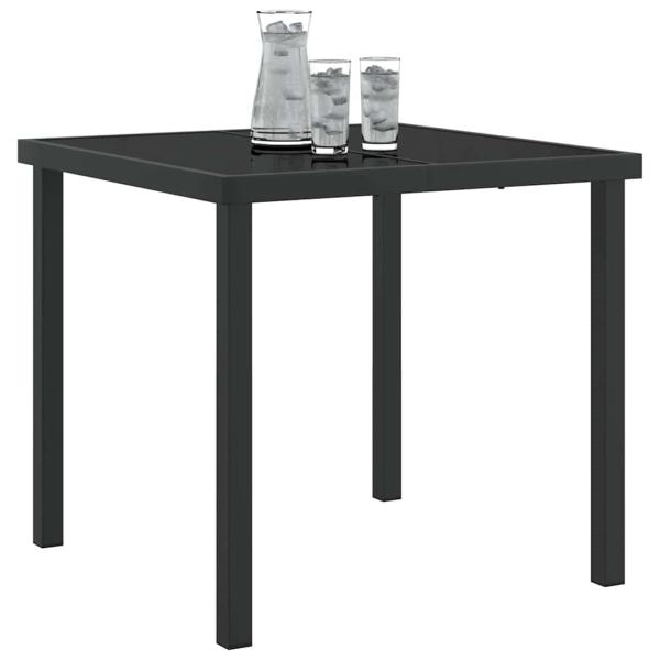 Garten Tisch Schwarz 80x80x73 cm Gehärtetes Glas
