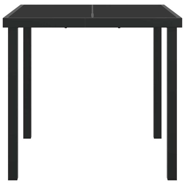 Garten Tisch Schwarz 80x80x73 cm Gehärtetes Glas