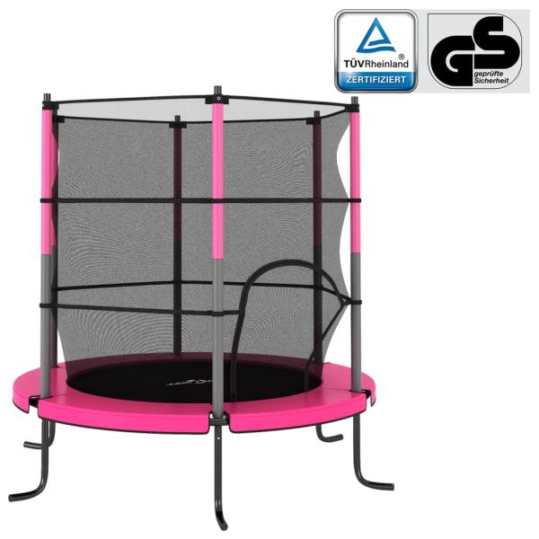 ARDEBO.de - Trampolin mit Sicherheitsnetz Rund 140x160 cm Rosa