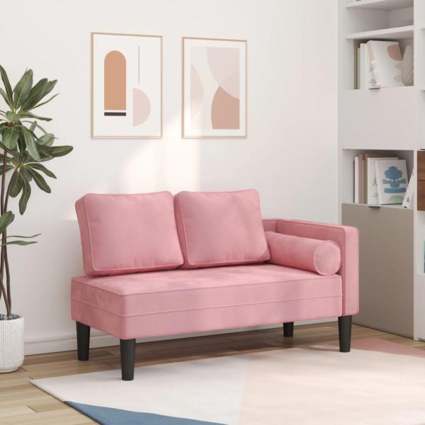 ARDEBO.de - Chaiselongue mit Kissen Rosa Samt