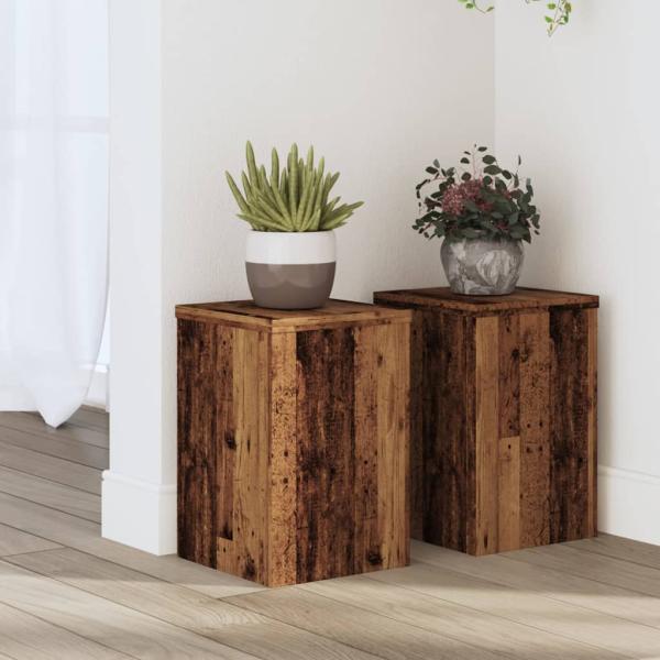 ARDEBO.de - Pflanzenständer 2 Stk. Altholz-Optik 20x20x30 cm Holzwerkstoff