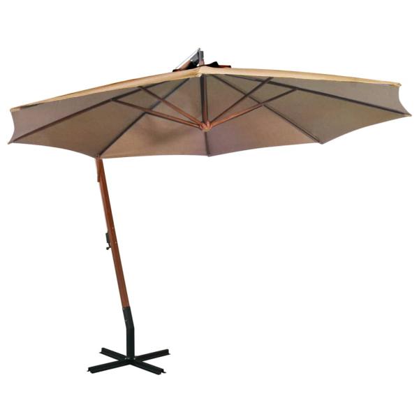 ARDEBO.de - Ampelschirm mit Mast Taupe 3,5x2,9 m Massivholz Tanne
