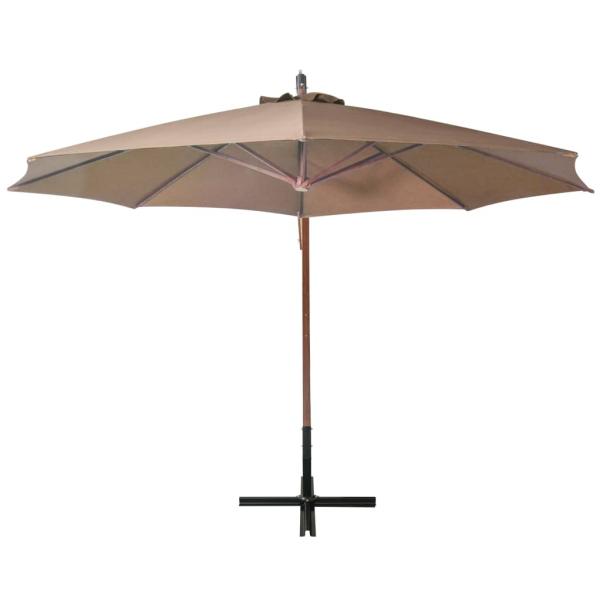 Ampelschirm mit Mast Taupe 3,5x2,9 m Massivholz Tanne