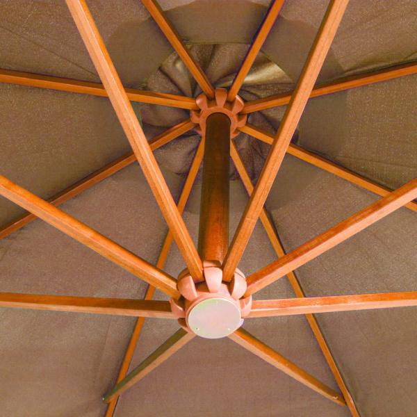 Ampelschirm mit Mast Taupe 3,5x2,9 m Massivholz Tanne