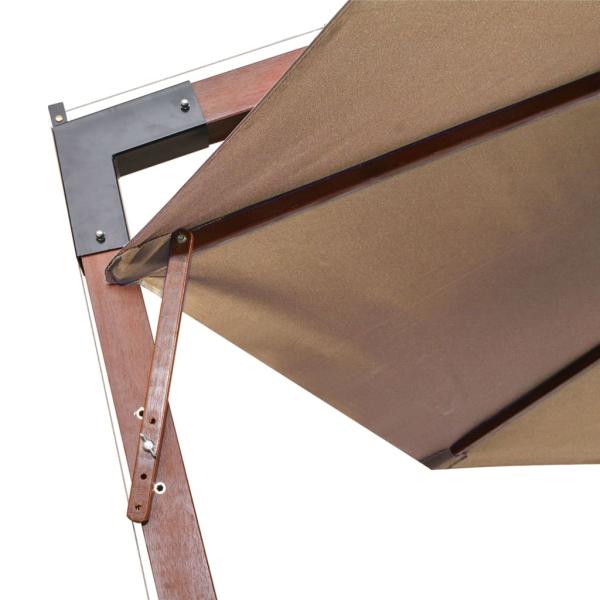 Ampelschirm mit Mast Taupe 3,5x2,9 m Massivholz Tanne