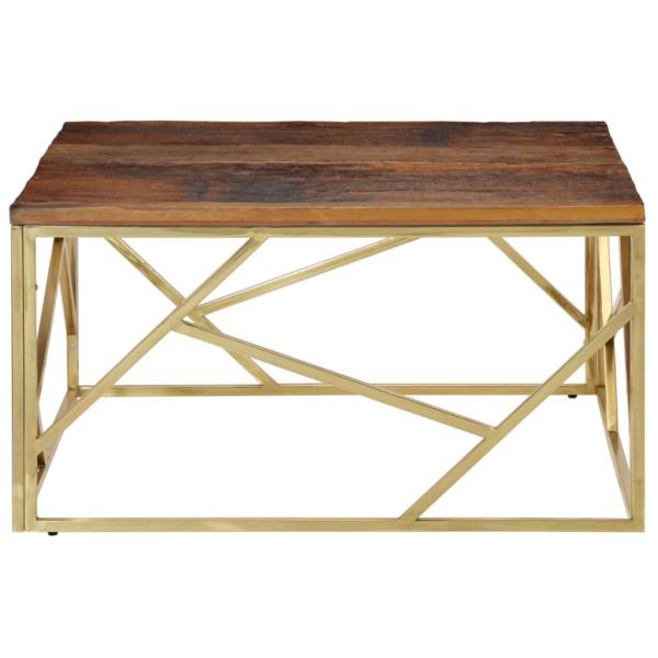 Couchtisch Golden Edelstahl und Massivholz