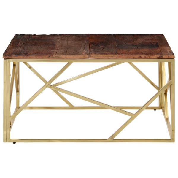 Couchtisch Golden Edelstahl und Massivholz