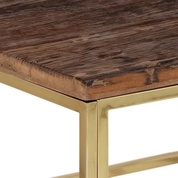 Couchtisch Golden Edelstahl und Massivholz