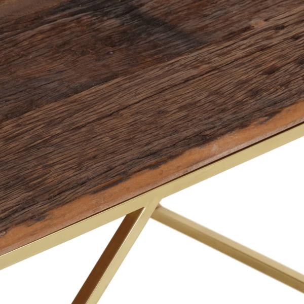 Couchtisch Golden Edelstahl und Massivholz